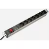 Regleta de enchufes de aluminio Digitus con interruptor, 7 tomas de seguridad, cable de 2 m con protección contra sobretensiones