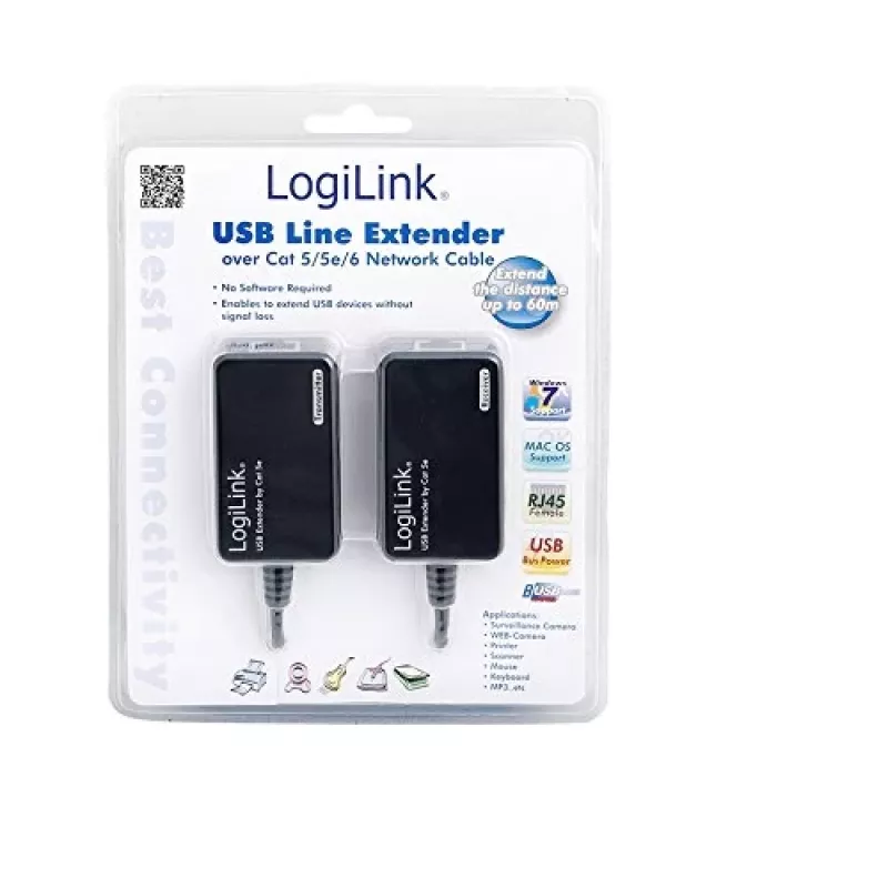Extensor de línea USB LogiLink® UA0021D vía CAT5/6 hasta 60 m