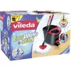 Fregona VILEDA EasyWring & Clean Turbo, cubo de tecnopolímero rojo, funda de microfibra lavable extraíble, para suelos duros