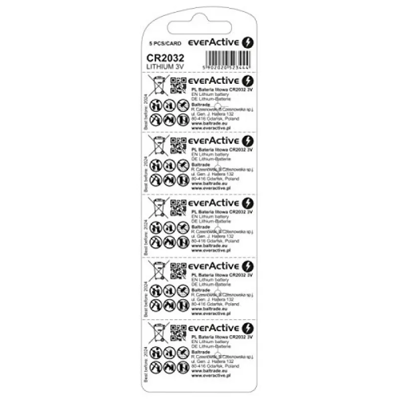 Pilas de litio everActive CR2032 - blíster 5 uds.