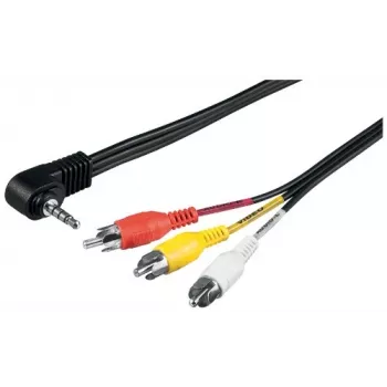 Cable adaptador Wentronic Goobay jack de 3,5 mm/RCA, 1,5 m – conector jack de 3,5 mm (4 polos, estéreo) 90° > 3 conectores RCA macho (50209)