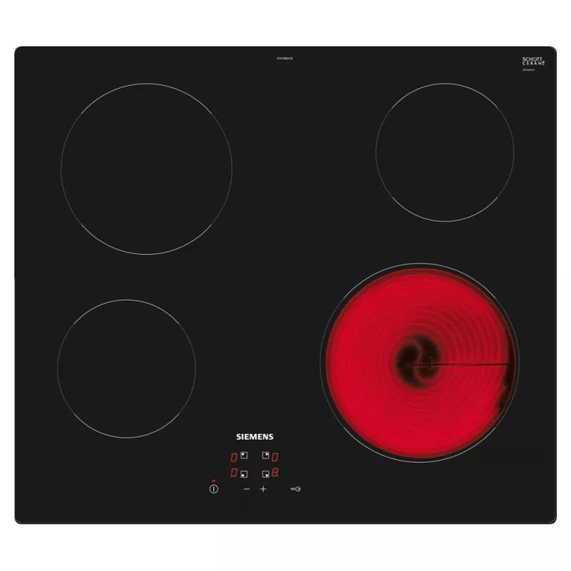 Placa de cocción Siemens iQ100 ET61RBEA1E Negra De empotrar 60 cm 4 zonas