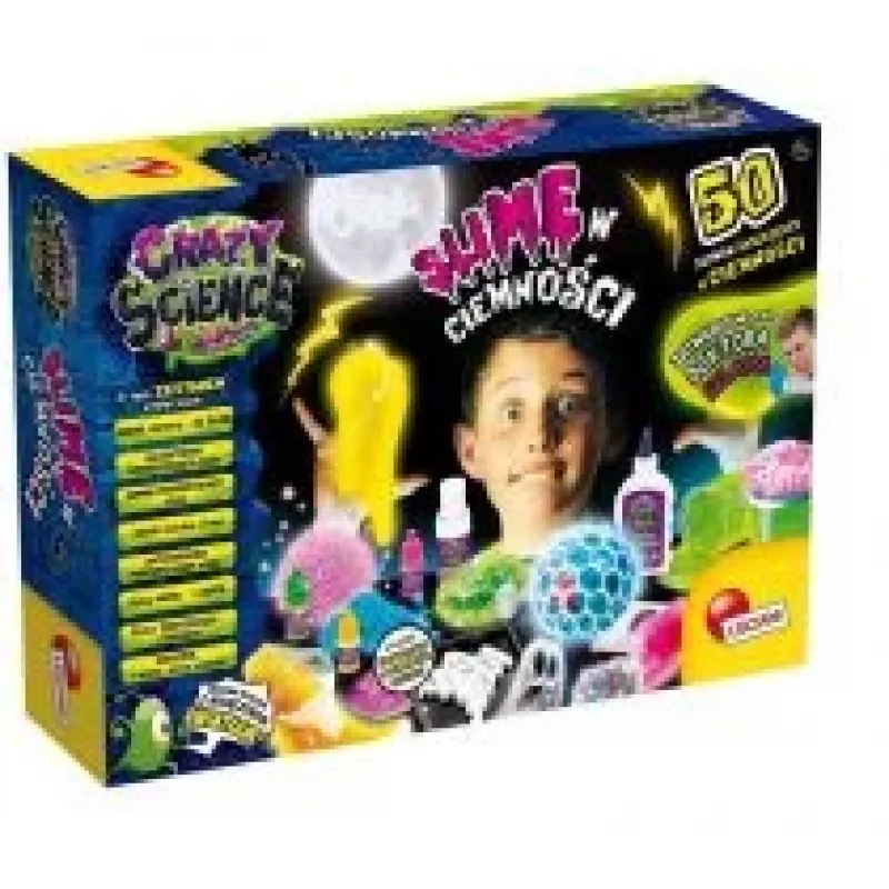 Juego de construcción científico Liscianigiochi Crazy Science Slime en la oscuridad 304-PL89239 — set de experimentos con slime que brilla en la oscuridad