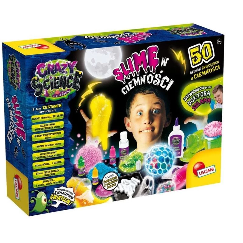 Juego de construcción científico Liscianigiochi Crazy Science Slime en la oscuridad 304-PL89239 — set de experimentos con slime que brilla en la oscuridad