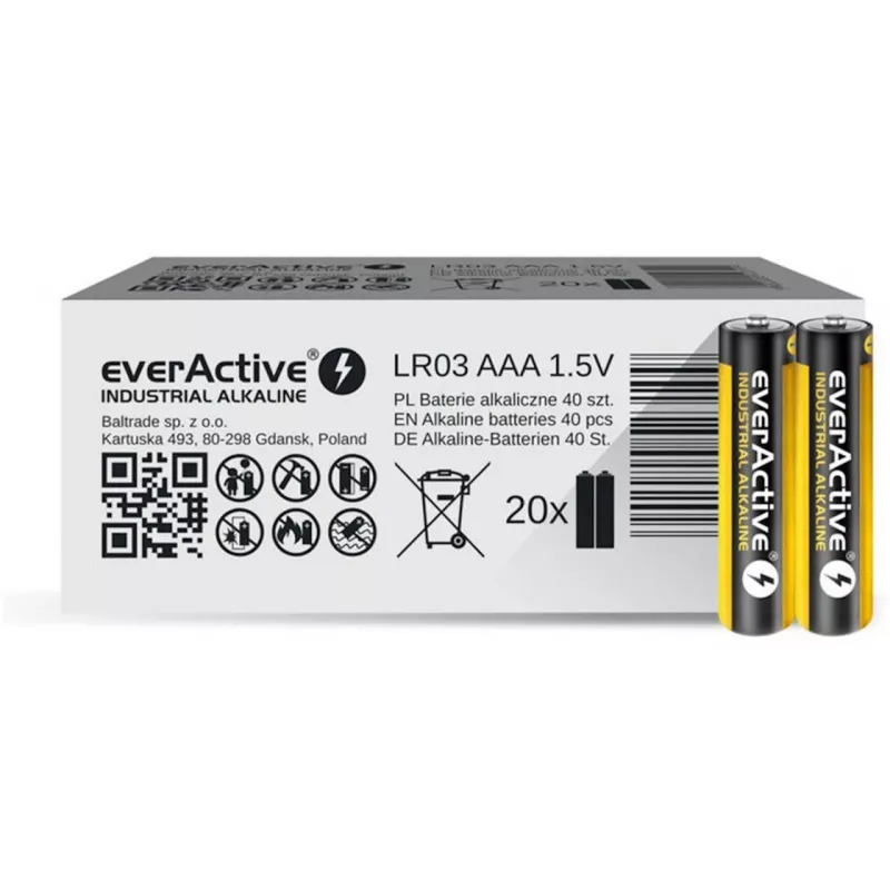 Pila alcalina desechable everActive EVLR03S2IK AAA 1,5 V, 40 uds., 5 años de vida útil