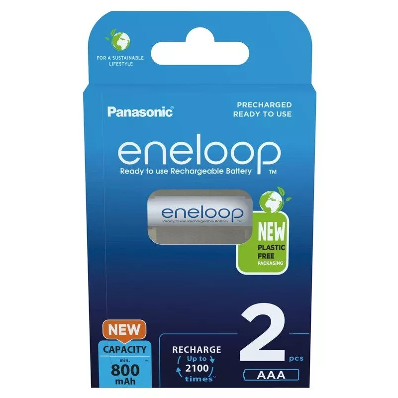 Baterías PANASONIC ENELOOP AAA 800 mAh 2 uds. (BK-4MCDE/2CP)
