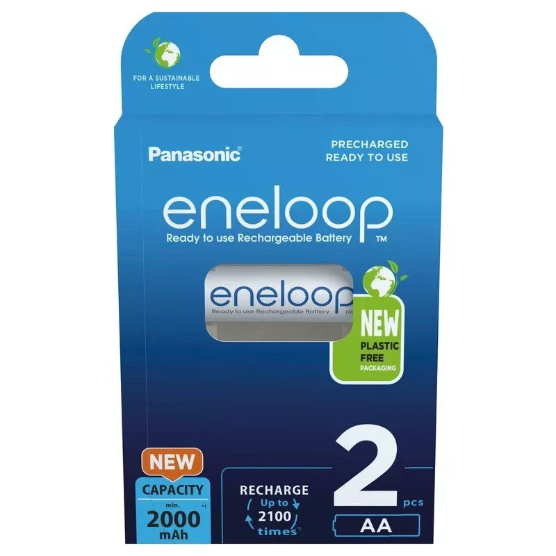 Baterías PANASONIC ENELOOP AA 2000 mAh 2 unidades (BK-3MCDE/2CP)
