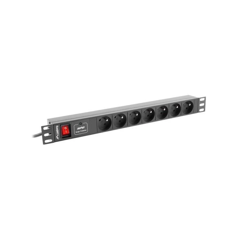 LANBERG PDU-07E-0200-IEC-BK PDU 1U 10A 7 tomas francesas 2m negro