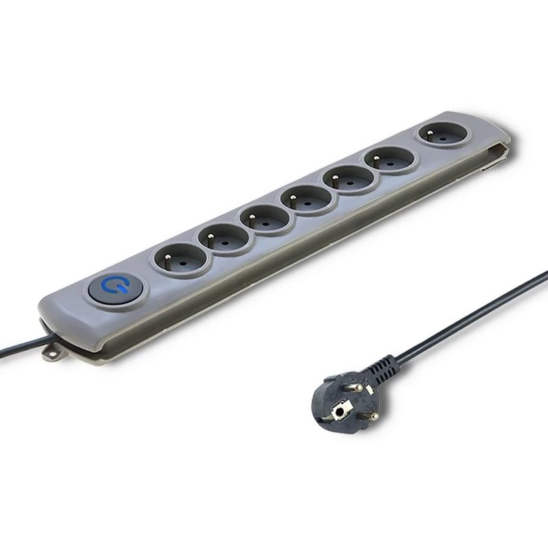 Protector de sobretensión Qoltec 50167 gris 8 tomas AC 230V 1,8m