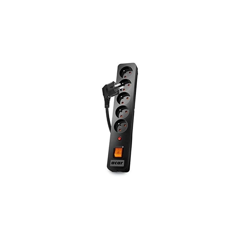 Regleta de enchufes Acar X5/1,5 5 tomas con protección contra sobretensiones 1,5 m Acar X5-Black