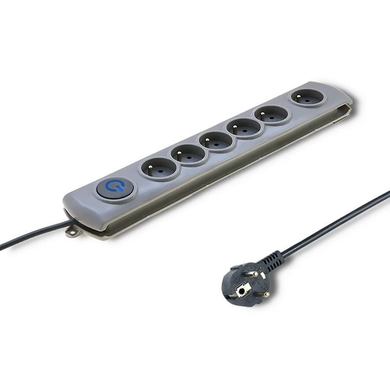Protector de sobretensión Qoltec 50165 gris 6 tomas AC 230 V 1,8 m