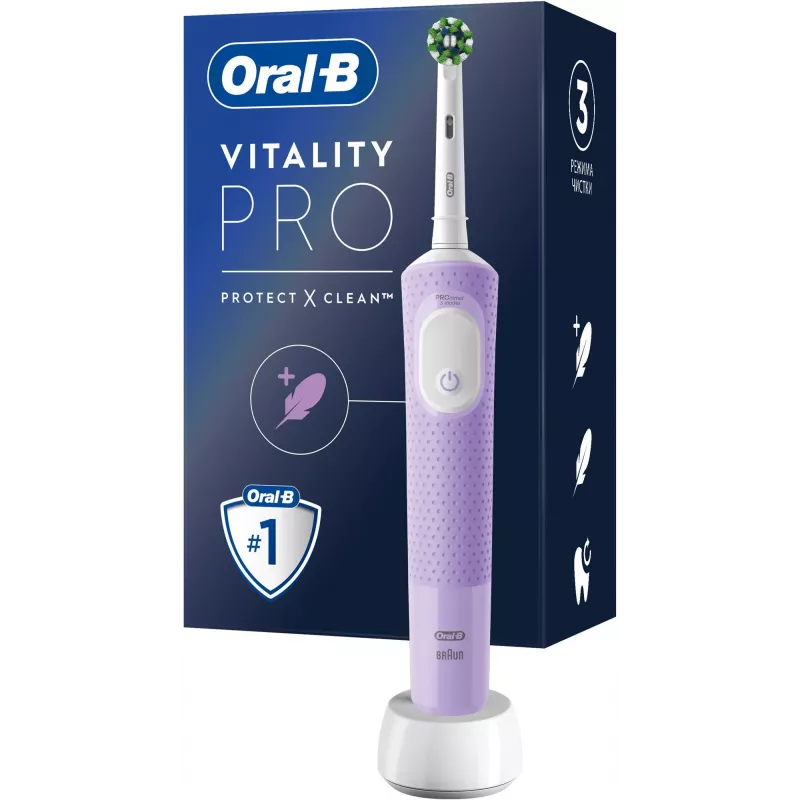Oral-B | D103 Vitality Pro | Cepillo de dientes eléctrico | Recargable | Para adultos | ml | Número de cabezales de cepillo | Lilac Mist | Número de cabezales de cepillo incluidos 1 | Número de modos de cepillado