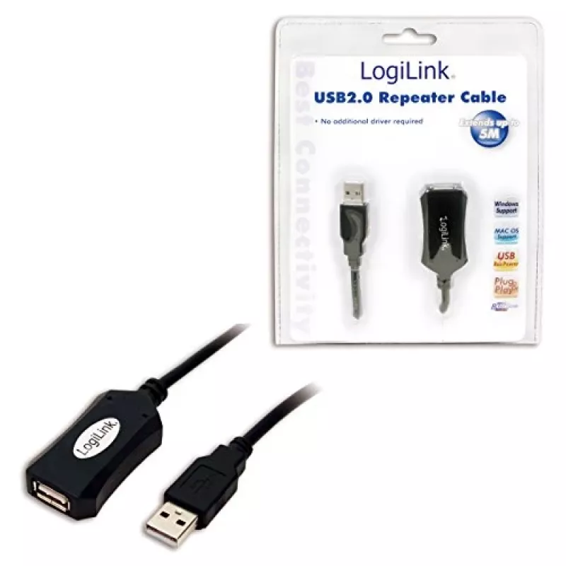 LogiLink Cable repetidor USB 2.0 - 5,0 m Cable USB 5 M USB A