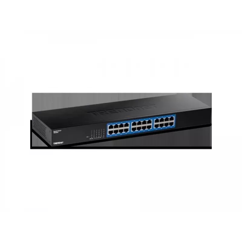 TRENDnet Switch Gigabit de 24 puertos, TEG-S25, 24 puertos Gigabit RJ-45, capacidad de conmutación 48 Gbit/s, diseño sin ventilador, carcasa de metal, fuente de alimentación interna