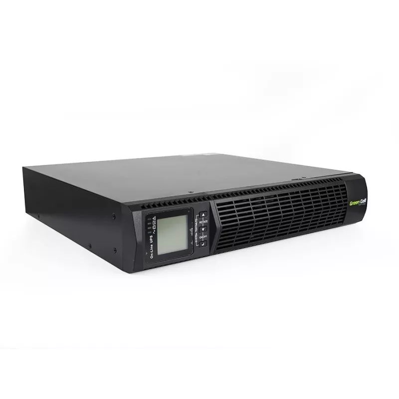 Sistema de alimentación ininterrumpida Green Cell UPS13 — SAI online de doble conversión, 1000 VA / 900 W, onda senoidal pura, 6 salidas AC, LCD, 2 baterías de 12V 9Ah