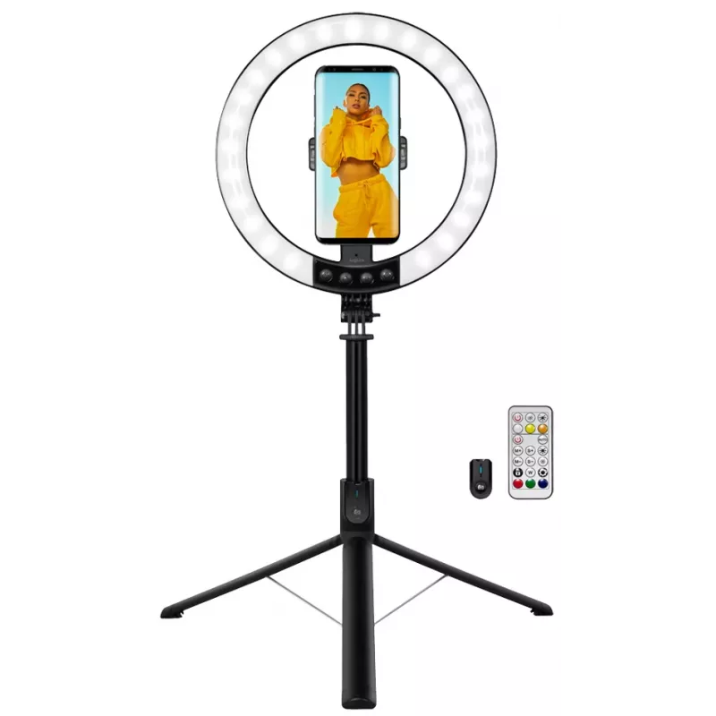 LogiLink Anillo de luz para smartphone con trípode selfie, DM 20cm (AA0156)