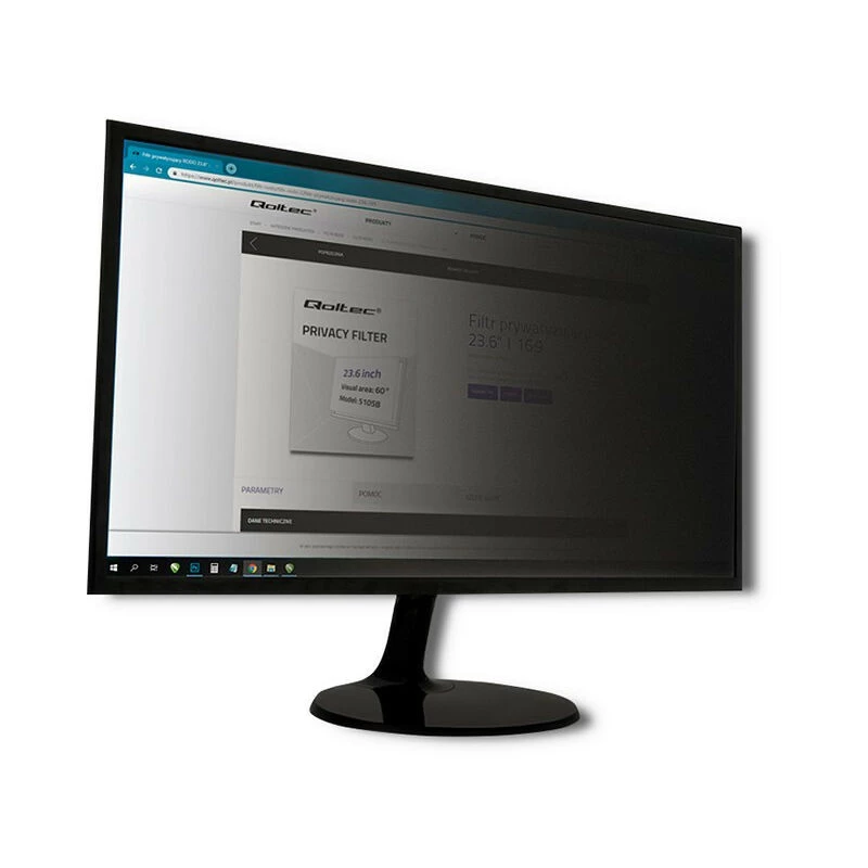 Filtro de privacidad QOLTEC 51059 para monitor de 23,8 inch (60,5 cm), 527 x 296,9 mm, transparente