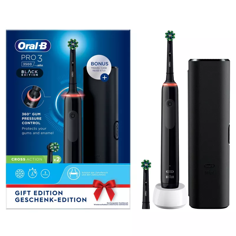 Cepillo de dientes eléctrico rotatorio Oral-B Pro 3 3500 para adultos Negro