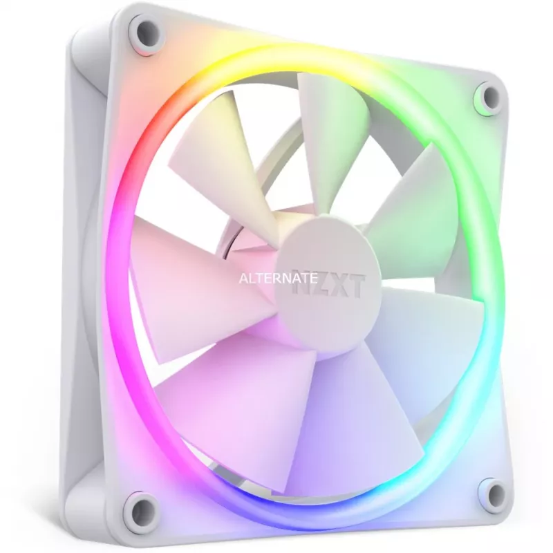 Ventilador de carcasa NZXT F120 RGB 120 mm blanco, 4 pines, 1800 rpm, 50,18 CFM, 18 LED