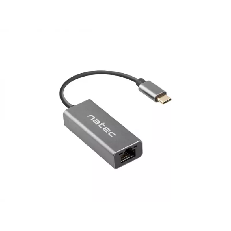 Natec Cricket NNC-1925 adaptador Ethernet de USB-C 3.1 Gen 1 a RJ45, 1000 Mbit/s, cable de 15 cm, aluminio, gris