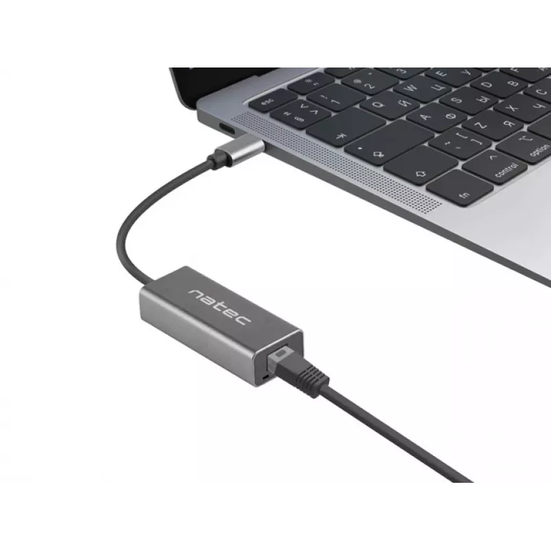 Natec Cricket NNC-1925 adaptador Ethernet de USB-C 3.1 Gen 1 a RJ45, 1000 Mbit/s, cable de 15 cm, aluminio, gris