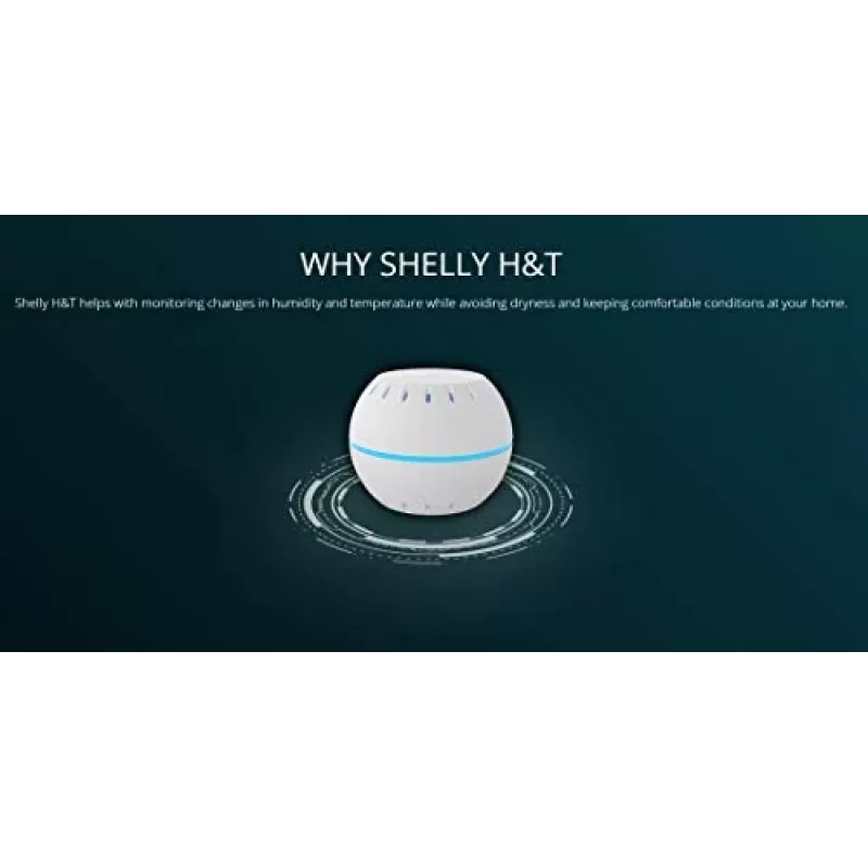 Shelly H&T, sensor de humedad y temperatura inalámbrico, compacto, WiFi, higrómetro, domótica, app iOS Android – negro
