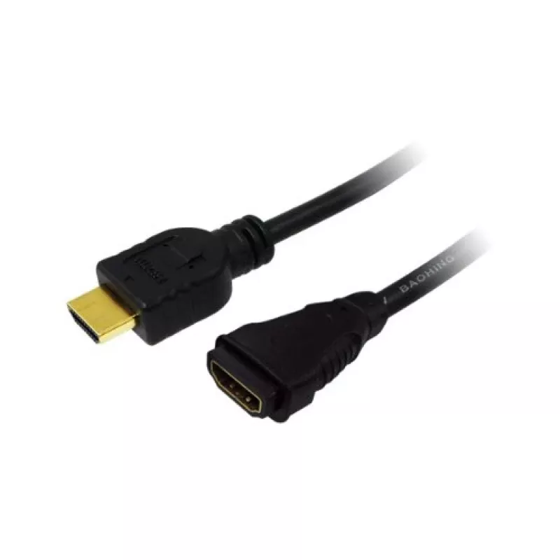 LogiLink CH0057 cable alargador HDMI de alta velocidad con Ethernet, HDMI 1.4, A macho – A hembra, 4K/30, contactos chapados en oro, 3 m, negro