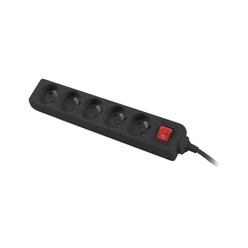 Regleta Lanberg PS1-05E-0300-BK, 5 tomas, 3 m, negra, con interruptor