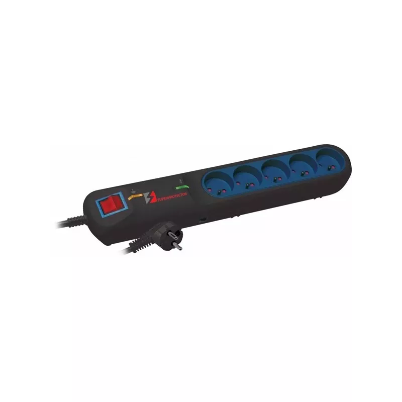 Protección contra sobretensiones LESTAR 1966003713 Negro Azul 5 tomas AC 5 m