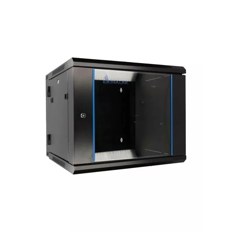 Caja rack Extralink 6U 600x600 AZH negra montaje en pared, abatible