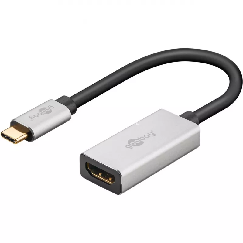 Wentronic 60194 Adaptador de cable de vídeo 0,15 m USB Type-C HDMI Negro - Plateado (60194)