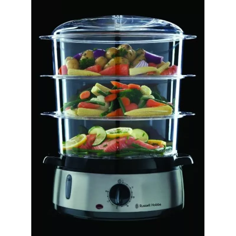 Vaporera Russell Hobbs 19270-56, 3 cestas, 9 L en total, 800 W, acero inoxidable