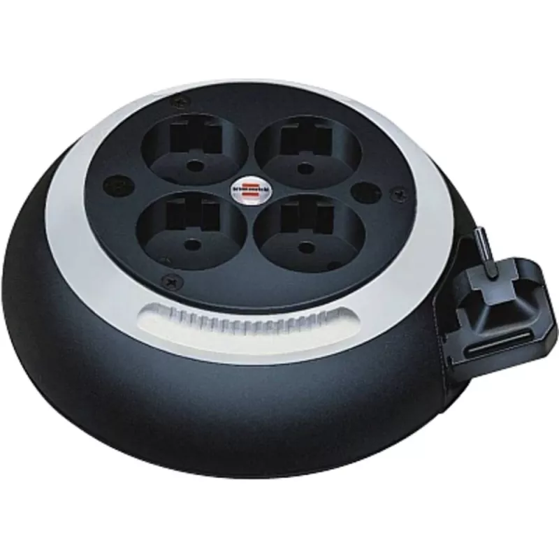 Alargador enrollable mini Comfort-Line CL-S 4 tomas (negro/blanco, 3 metros)