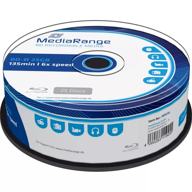 BD-R virgen MediaRange MR514 25 GB 25 uds.