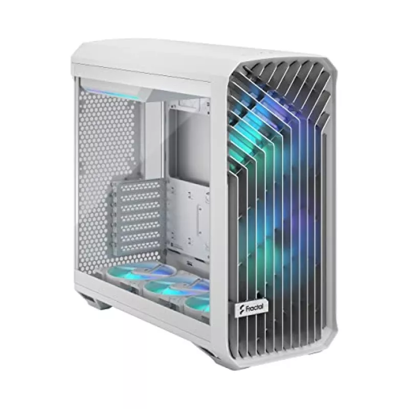Caja PC Fractal Design Torrent White – compatible con ATX, EATX, microATX, ITX; 2 ventiladores frontales de 180 mm; bahías de 2,5