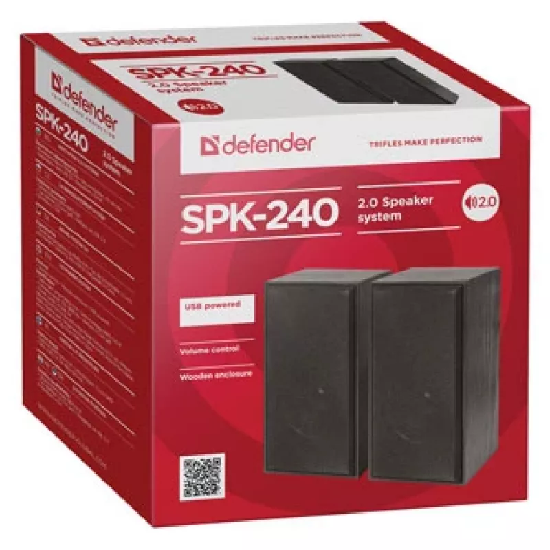 Altavoces de escritorio DEFENDER SPK-240 con cable, 2.0, 6 W RMS, alimentación USB, 3,5 mm, negro