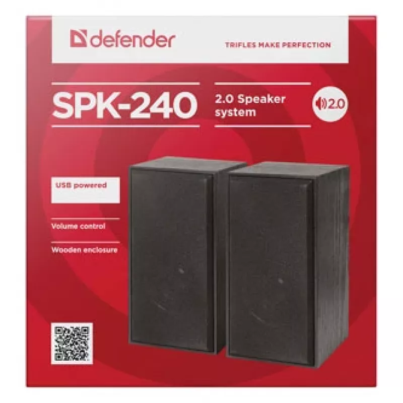 Altavoces de escritorio DEFENDER SPK-240 con cable, 2.0, 6 W RMS, alimentación USB, 3,5 mm, negro