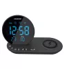 Radio reloj FM PLL/ALARMA/USB/CR85BK CARGA/Carga inalámbrica/temperatura interior/exterior/negro