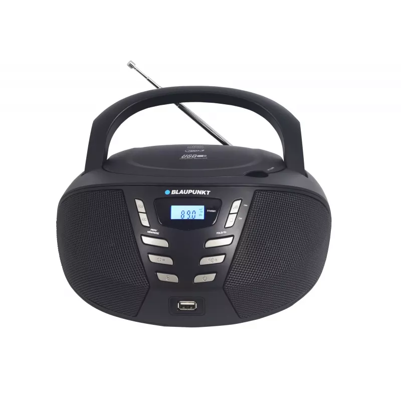 Blaupunkt BB7BK reproductor de CD portátil boombox, radio FM PLL, CD/MP3, USB, AUX, 2,4 W, negro