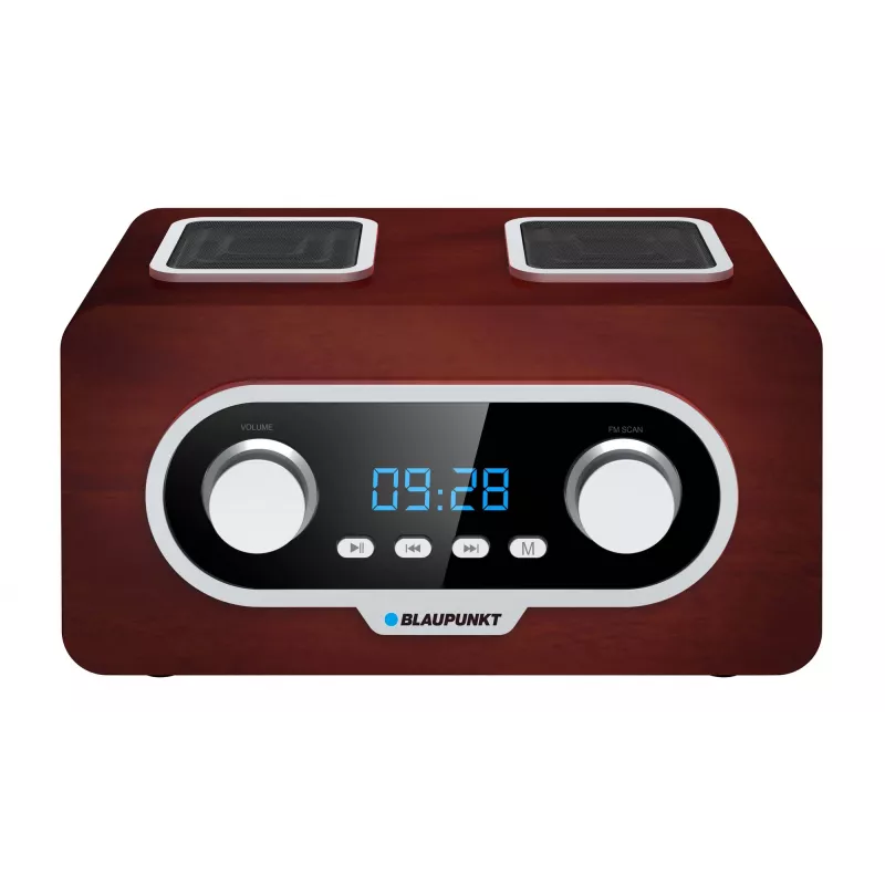Radio portátil BLAUPUNKT PP5.2BR — radio de bolsillo FM, 60 memorias de emisoras, USB/MP3, AUX, batería recargable 1000 mAh, 3 W RMS, bronce