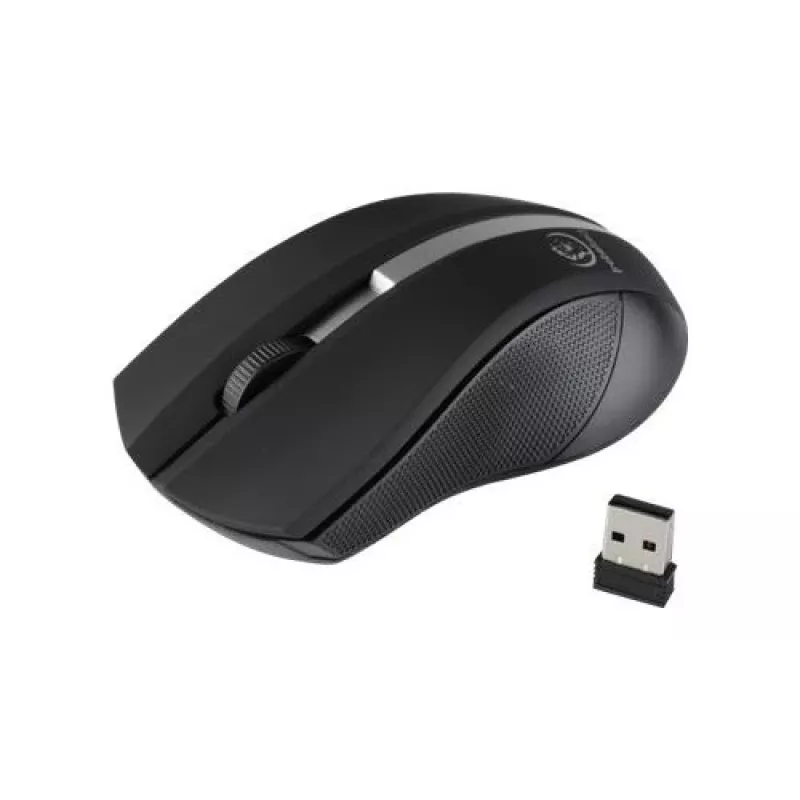 Ratón óptico inalámbrico Rebeltec GALAXY negro/plateado, superficie de goma