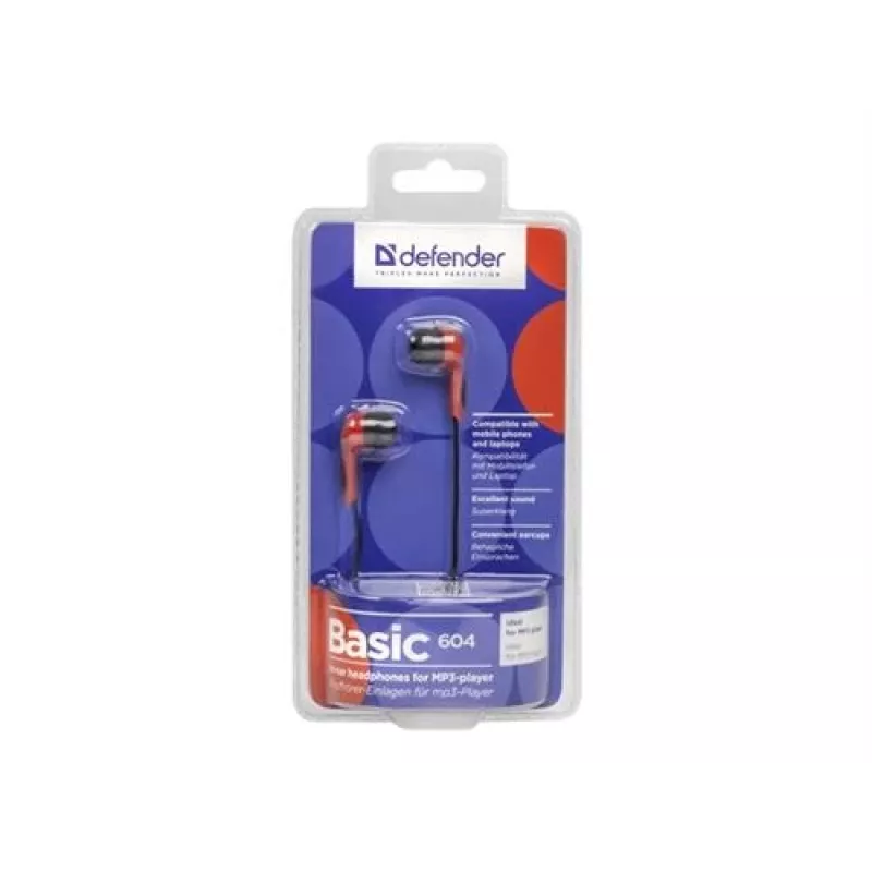 Auriculares Defender BASIC 604 negro-rojo