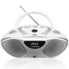 Grabador de CD BLAUPUNKT BB14WH — grabador de CD con reproducción MP3, USB, LCD, reloj, altavoces de 2x1 W, plateado/blanco