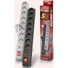 Regleta con interruptor: 8 tomas, cable de 1,5 m, negro