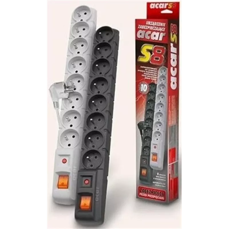 Regleta con interruptor: 8 tomas, cable de 1,5 m, negro