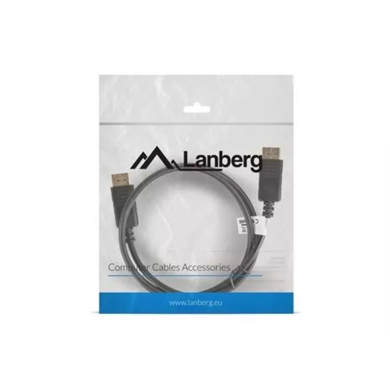 Cable DisplayPort Lanberg 19 pines V1.2 4K, 1M | CA-DPDP-10CC-0010-BK | DisplayPort a DisplayPort
