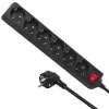 Regleta MACLEAN MCE195G 6 tomas, cable 5 m, negra