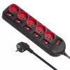Alargador eléctrico MACLEAN MCE204 cable de 1,5 m, 5 tomas de CA, interior, negro/rojo