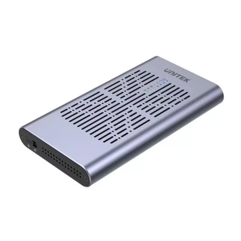 Carcasa SSD Unitek S1206A para 2 unidades M.2 NVMe PCIe Gen3 x4, USB 3.2 Gen 2 (10 Gbit/s), aluminio, USB-C, incluye fuente de alimentación