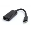Gembird A-CM-DPF-01 adaptador de USB-C a DisplayPort, 15 cm, negro